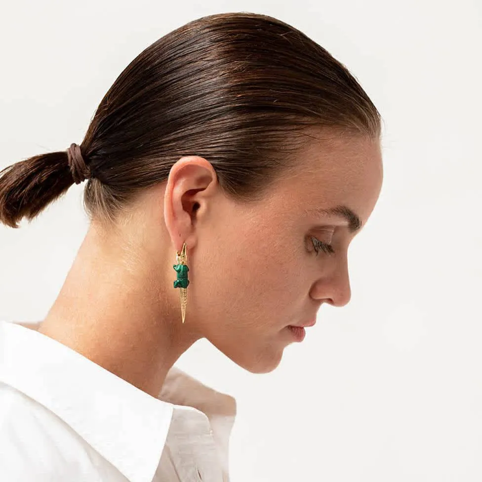 Malachite Alligator Bite Earring