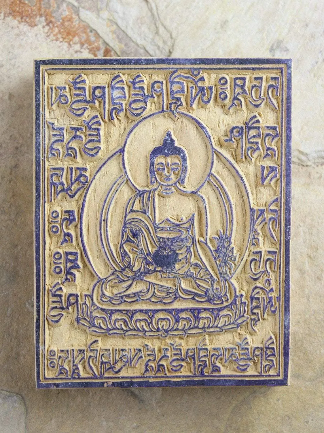 Medicine Buddha Wood Print Block