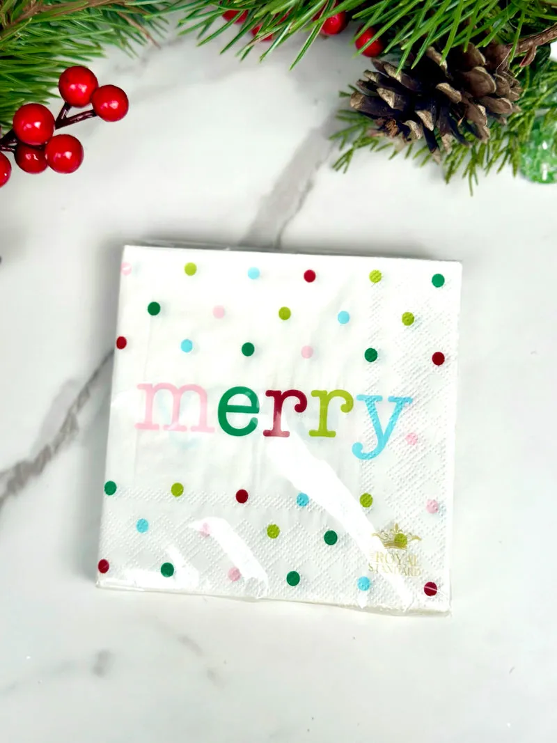 Merry Dot Cocktail Napkins - White/Multi