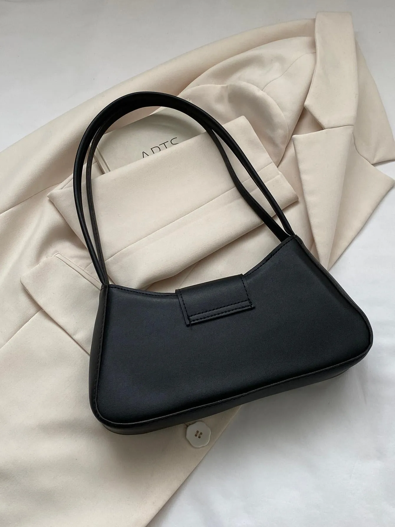 Metal Decor Bag Solid Color Shoulder Bag