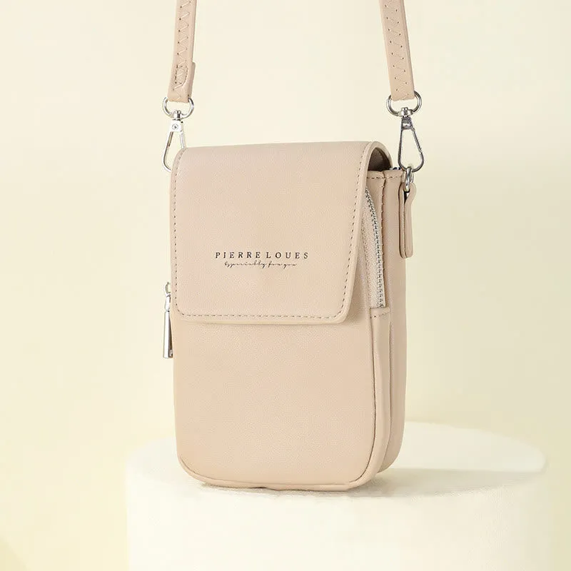 Mini Phone Bag For Women Leather Double Compartment Crossbody Bag