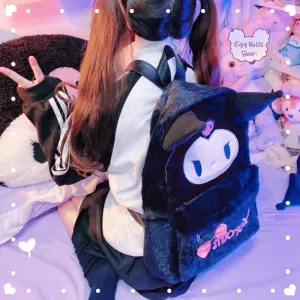 Purple Devil Plush Student Large Capacity Backpack Bag