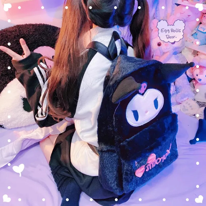 Purple Devil Plush Student Large Capacity Backpack Bag