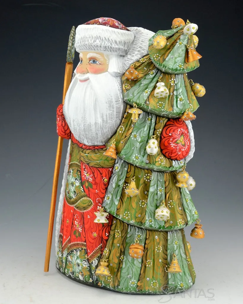 Red and Green Floral Santa and Christmas Tree