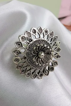 Silver Linings "Oxidised Statement" Silver Filigree Ring