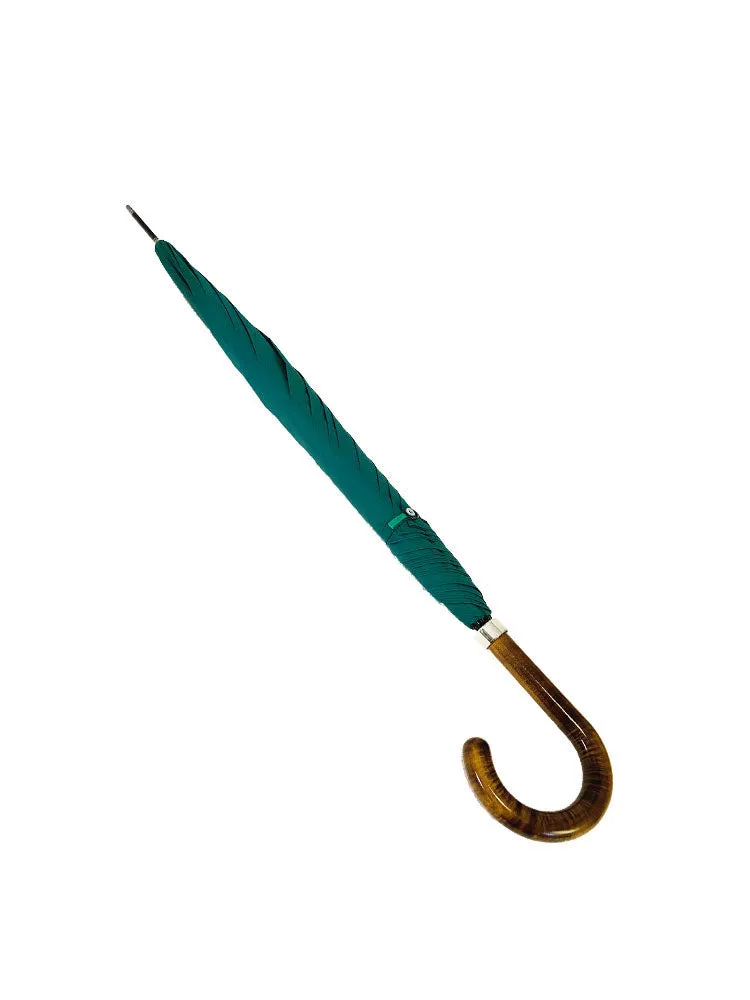The Cotton® Polished Maple Handle Umbrella- Racing Green