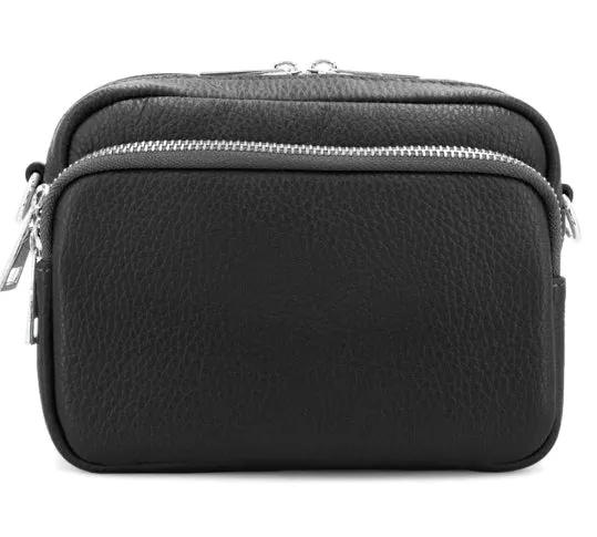 TINA   Italian leather front pocket cross body bag