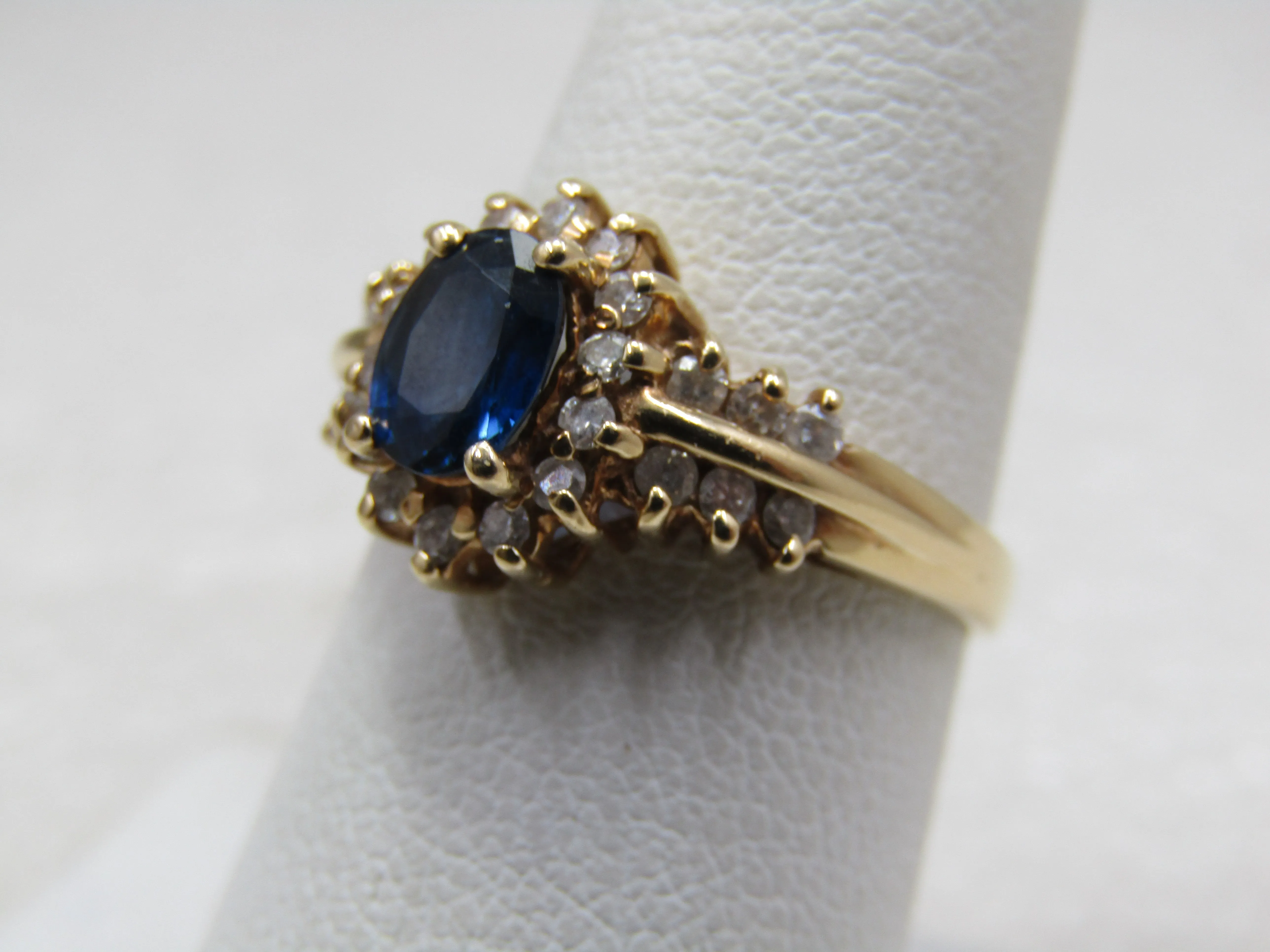 Vintage 14kt Sapphire & Diamond Ring, Signed Exquisite, Sz. 7,75
