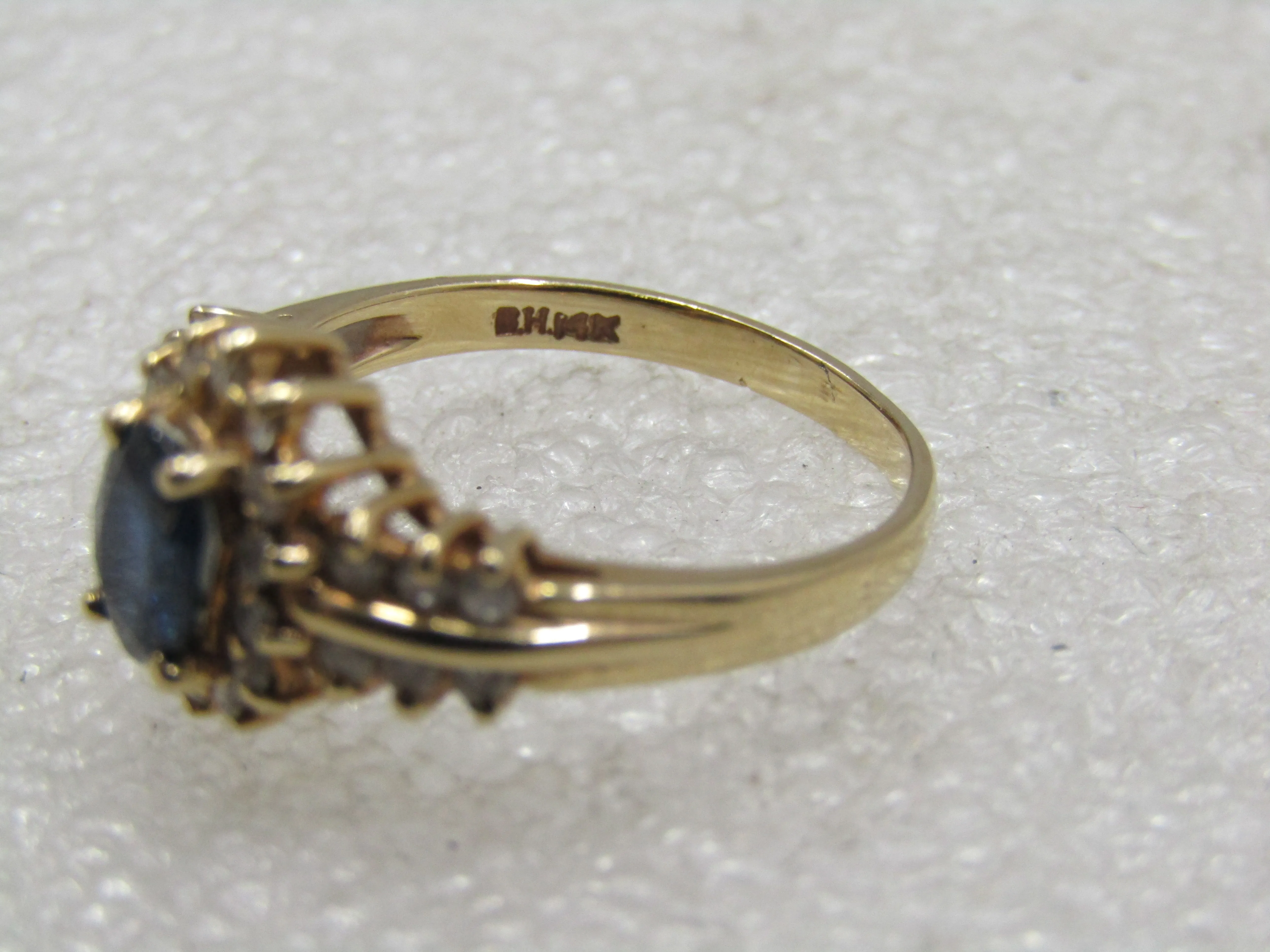 Vintage 14kt Sapphire & Diamond Ring, Signed Exquisite, Sz. 7,75