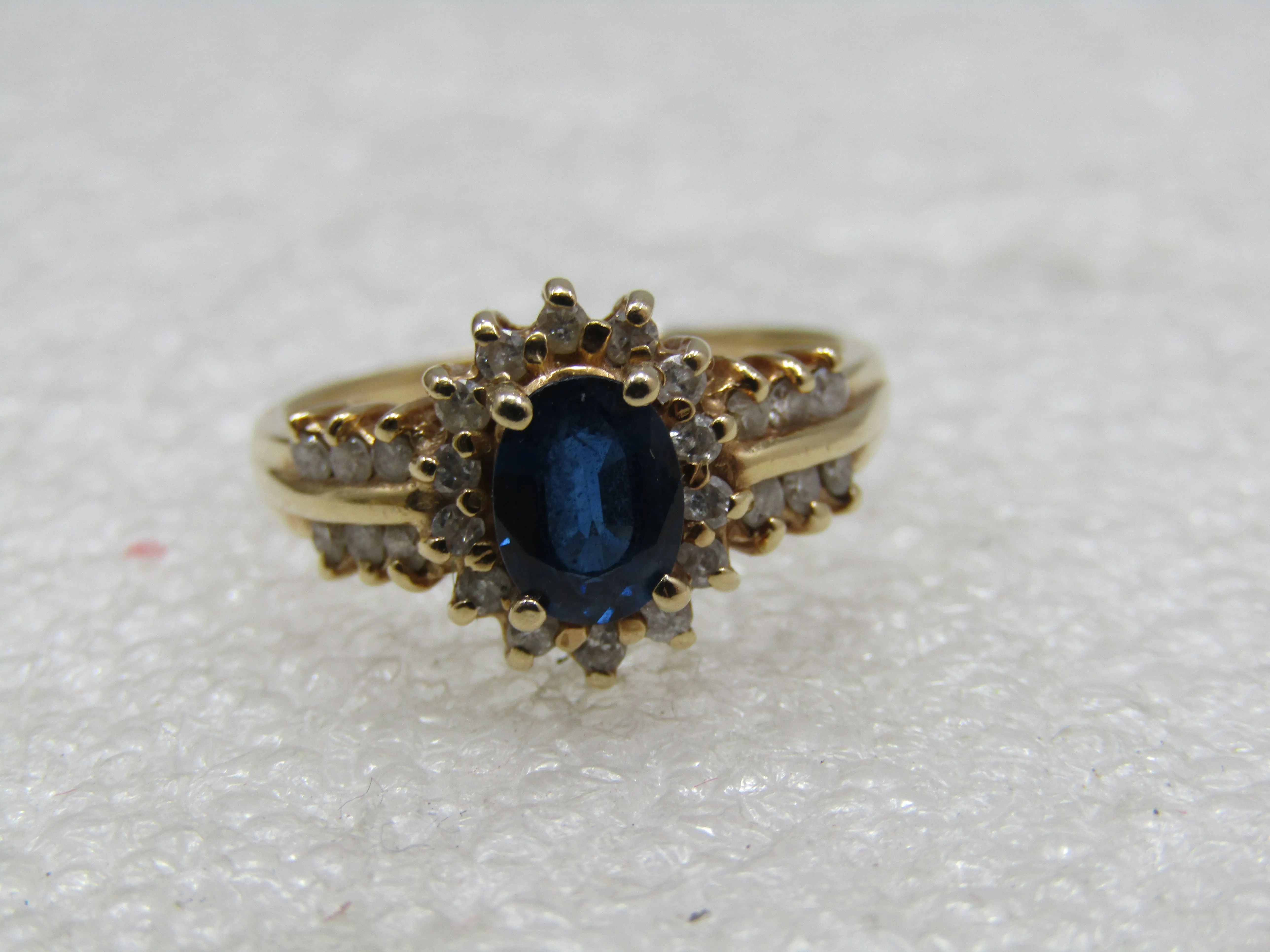 Vintage 14kt Sapphire & Diamond Ring, Signed Exquisite, Sz. 7,75