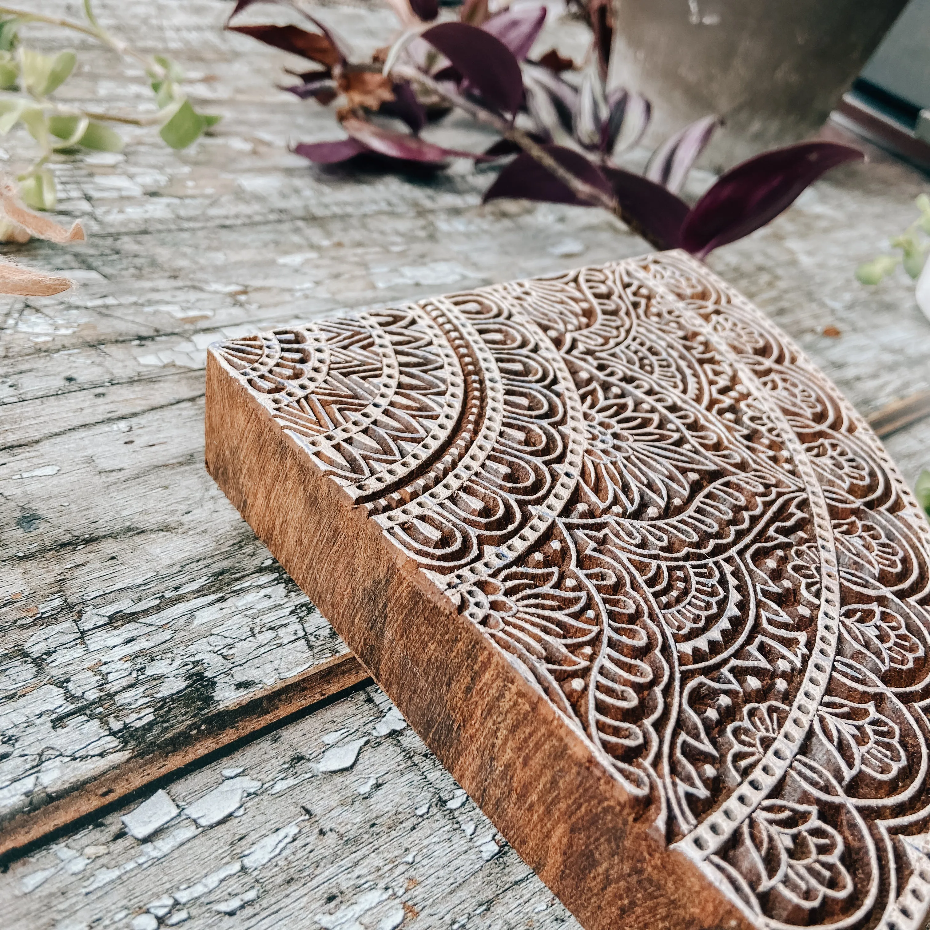 Vintage Hand Carved Printing Block