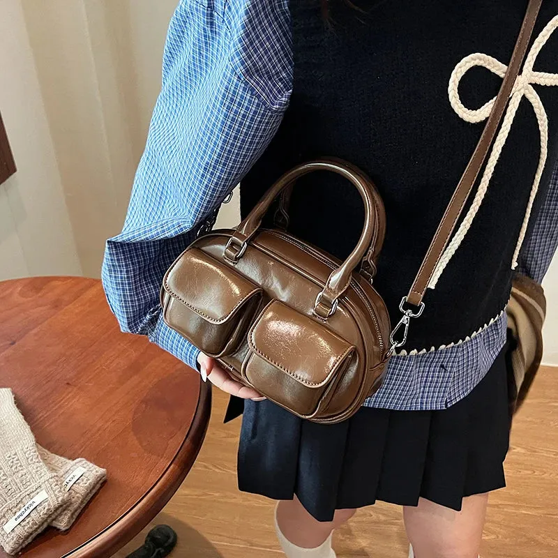 Women's Double Pockets Crossbody Satchel Bag
